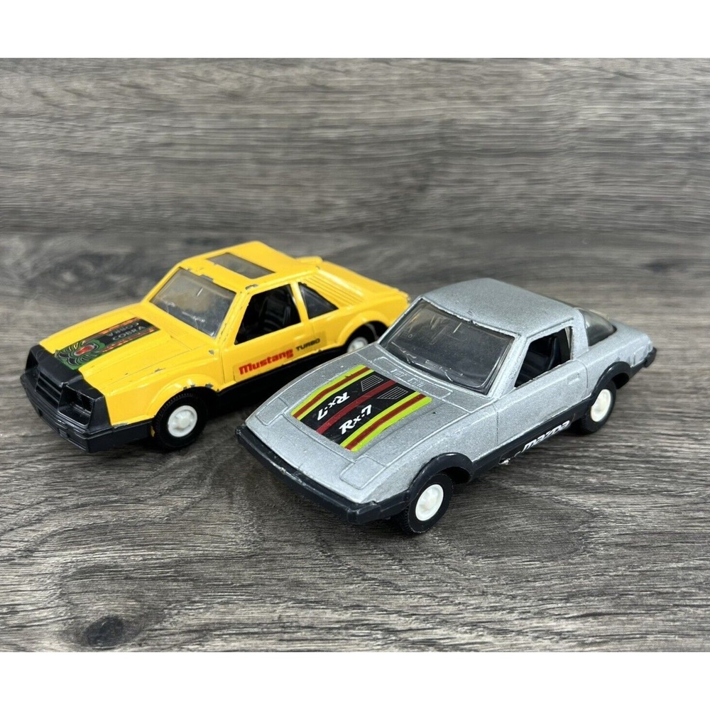 Vintage Tootsietoy Mustang Cobra Mazda RX 7 Toy Cars Set of 2 Die‎ Cast US Made